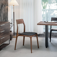 Chaise de salle à manger pliable moderne en bois avec siège en similicuir, design mi-siècle pour la maison, le bureau et l'appartement