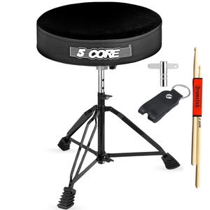 5 Core Drum Throne 3" Thick <b>Padded</b> Guitar Stool 200Lb Capacity Velvet Top Adjustable Drummer <b>Chair</b> - Product Image 1