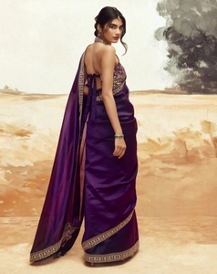 Sari de Rayón Georgette Bordado, Reversible, Antiarrugas, de Secado Rápido, para Fiestas de Otoño al Estilo Bollywood - Product Image 5