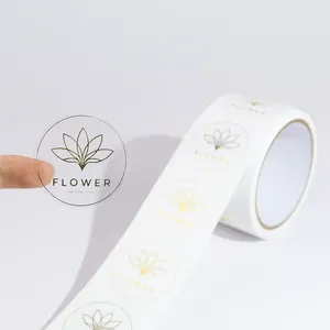 สติกเกอร์ PVC กันน้ำแบบกำหนดเอง พร้อมปั๊มฟอยล์ทอง ฉลากใสกาวในตัวสำหรับโลโก้แบรนด์ - Product Image 5
