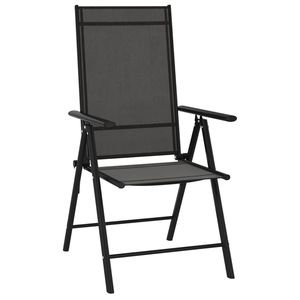 Ensemble de 6 chaises de jardin en aluminium noir, design pliable standard - Product Image 2