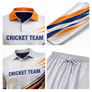 DAIZEN STAR Men's Blue Geometric Print Cricket Kit Short Sleeve Polo Shirt Matching Pants Lightweight Quick Dry All Seasons - Product Image 5