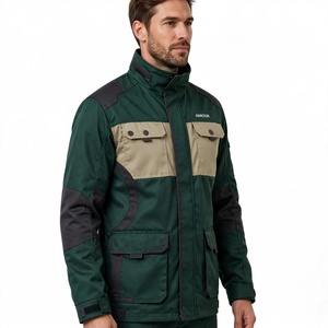 Veste de travail sportive personnalisée pour homme, color-block, fermeture éclair, col à capuche, coupe-vent, polyester et coton, hiver - Product Image 5