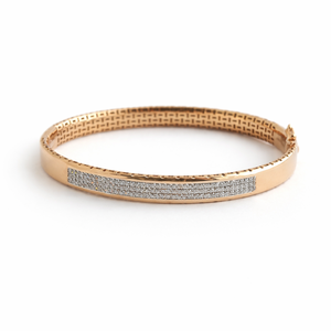 18ct Gold Rose Gold <b>Crystal</b> Pave Bangle <b>Bracelet</b> for Women Elegant Minimalist Slim Cuff Jewelry Daily Wear Party Gift - Product Image 2