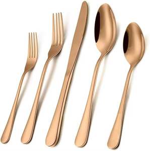 Gold Mirror Polish Stainless Steel Cutlery Flatware <b>Knife</b> Fork Dinner Spoon Teaspoon, Dishwasher <b>Safe</b> Luxury Use - Product Image 1
