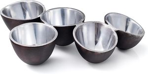 Juego de tazones metálicos para refrigerios, juego de tazones para servir, juego de tazones con 5 compartimentos, tazones de acero inoxidable para refrigerios, juego de tazones para salsas - Product Image 3