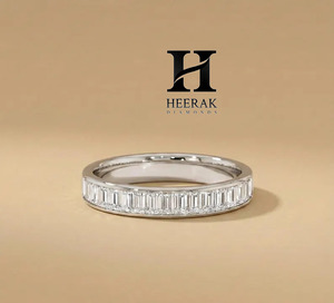 แหวนแต่งงานเพชรทรงบาแกตต์ทองคำ 14K หรูหรา ประดับเพชรแล็บโกรว์แบบช่องสำหรับผู้หญิง ขายส่งเครื่องประดับ - Product Image 3