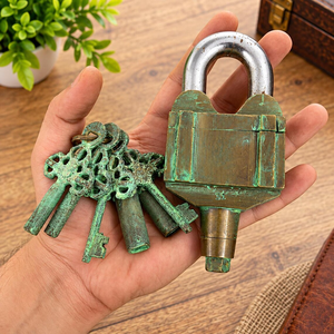 Cadenas en métal vintage avec clés décoratives, style antique, serrure robuste pour porte, portail, coffre, armoire, décoration rustique pour la maison, vente en gros - Product Image 4