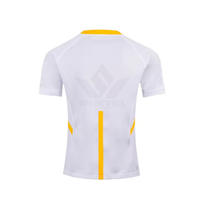 เสื้อยืดรักบี้สีเขียวสำหรับผู้ชาย แขนสั้น คอกลม ระบายความชื้นได้ดี ผลิตจากโพลีเอสเตอร์ ทรงปกติ สีพื้น ใส่ได้ทุกฤดูกาล ชุดกีฬา - Product Image 3