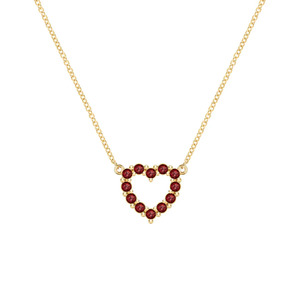 Collar con Colgante de Corazón de Granate en Oro Amarillo, Piedra de Nacimiento - Product Image 1