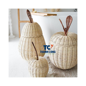 Cesta de ratán en forma de manzana de pera para almacenamiento de cocina y baño y artículos decorativos - Product Image 1