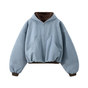 Sweat à capuche vintage pour homme, nouvelle tendance, en peluche courte avec capuche contrastante, taille XL, en toile, style streetwear de marque - Product Image 3