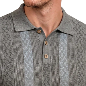 Camisa de Punto para Hombre, Manga Corta, Diseño de Rayas Verticales, Estilo Casual de Verano, Cuello con Botones, Ligera, Suave y Ajustada - Product Image 5