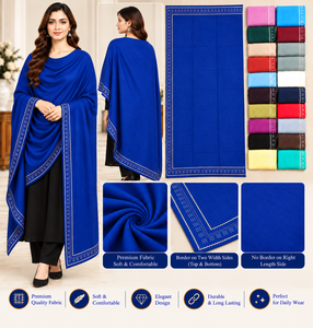 Women's Royal Blue Solid Color Lightweight Polyester Shawl <b>Long</b> <b>Scarf</b> with lace Border for Daily Wear All Seasons - Product Image 3