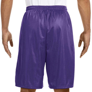 Shorts en maille respirants pour hommes, style urbain, taille mi-haute, 100 % polyester, motif uni, avec cordon de serrage à la taille - Product Image 2