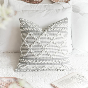 Cojín Decorativo con Diseño de Rejilla de Diamantes 50 × 50 cm, Funda de Cojín Bohemia de Algodón con Patrón Geométrico Tejido, Estilo Marroquí y Étnico - Product Image 1