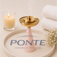 Nouvelle Mabkhara Arabe de Luxe Moderne Écologique pour l'Aromathérapie, Brûleur d'Encens Indien avec Base en Résine Rose Personnalisable et Plateau en Laiton