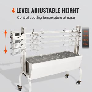 Rôtissoire électrique 50W en acier inoxydable pour porc, agneau, chèvre, avec 4 broches, compatible gaz et charbon de bois - Product Image 3