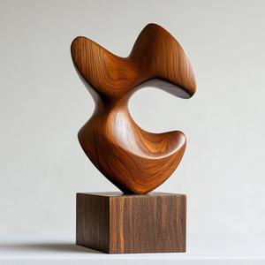 Pièce décorative en bois massif, figurine en bois naturel, finition bois naturel, artisanat en bois haut de gamme, accessoire d'intérieur de luxe, console moderne - Product Image 2