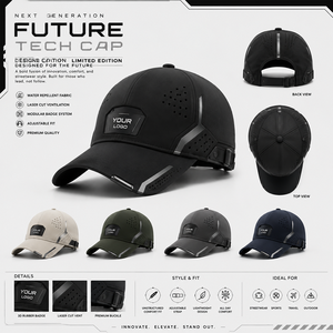 Gorra Ajustable de 6 Paneles con Cierre a Presión de Stitch Mode Enterprises, Unisex, Transpirable, Estilo Urbano, Poliéster/Algodón, para Uso en Exteriores - Product Image 1