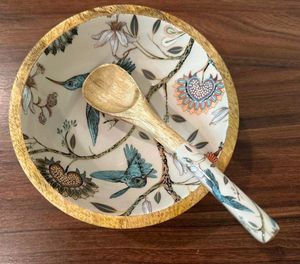 Bol de service en bois artisanal de qualité supérieure avec impression Meena pour la nourriture, la vaisselle, les articles de table et les ustensiles de cuisine, fabriqué en bois - Product Image 2