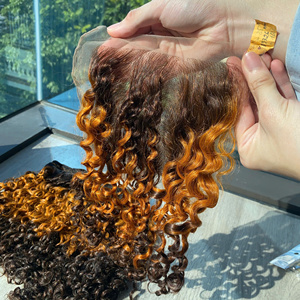 Prix de gros 100% Cheveux humains vierges bruts vietnamiens, tissage en dentelle, boucles pixie, trois tons, couleur jaune, super double drawn, extensions de cheveux - Product Image 4