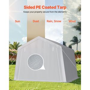 Carpa de Almacenamiento Portátil Resistente para Exteriores de 10 x 10 pies, con Techo Impermeable y Puerta Enrollable, con Estructura Patentada - Product Image 3