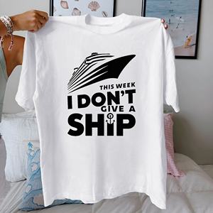 Anchor I don't Give A Ship เสื้อยืดผ้าฝ้ายลำลองของผู้หญิงใส่สบาย100% ลายถัก - Product Image 3