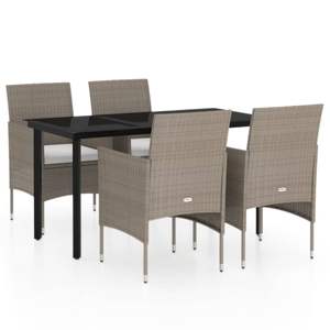 Beige And <b>Black</b> Rattan Patio Dining Set 4 Seater Steel <b>Frame</b> Contemporary Garden Outdoor Furniture - Product Image 2