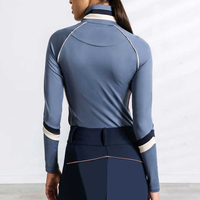 Col montant, fermeture éclair quart de tour, respirant, séchage rapide, polyester-coton, sous-vêtements de sport équestre de luxe pour femme, commande en gros
