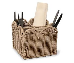 Handmade Eco Friendly Rattan <b>Basket</b> Organizer For Dining <b>Table</b> Kitchen Counter And Restaurant Cutlery Display - Product Image 6