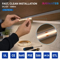 Bande LED COB 24V en gros, CRI90, 2700K, 480 LED/m pour éclairage sous-meuble et décoration de vitrine de magasin, mobilier