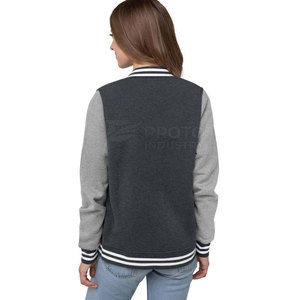 Veste Letterman pour femme, style sportif, décontractée, avec broderie, légère, boutons recouverts, mode urbaine, confortable - Product Image 4