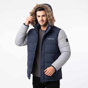 Wholesale <b>Men's</b> Corduroy Insulated Parka Two Tone Puffer Design Faux <b>Fur</b> Lined Warm Winter Outdoor <b>Coat</b> - Product Image 3
