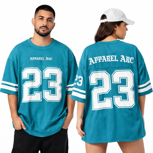 Maillot de football en mesh surdimensionné personnalisé avec impression sérigraphique, numéro personnalisé, streetwear unisexe, t-shirt de sport OEM - Product Image 1
