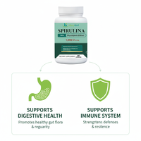 Capsules de spiruline certifiées casher, riches en protéines, naturelles, stimulant immunitaire à base d'algues
