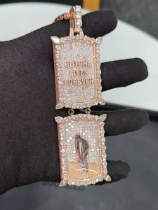 Iced Moissanite Custom Photo Picture Pendant Rose Gold Plated Sterling <b>Silver</b> Luxury Hip Hop Style Men's Memorial Letter <b>Charms</b> - Product Image 5