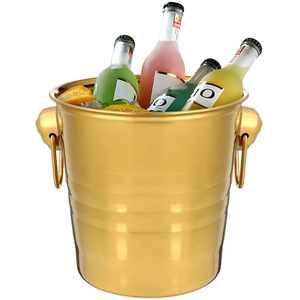 Seau à glace en métal sur mesure avec poignée à bouton, finition argentée, seau à champagne et refroidisseur à vin, articles de bar, refroidisseur à bière - Product Image 3