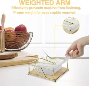 Porta Servilletas Metálico Dorado, Elegante Organizador de Papel Tisú para Mesa de Comedor, Cocina, Oficina, Baño - Product Image 2