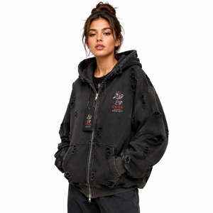 Best Brand <b>Name</b> Women Distressed <b>Hoodie</b> Offering Superior Comfort Modern Design Soft Fabric Relaxed Fit And Trendy Everyday - Product Image 6