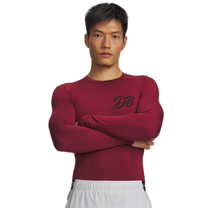 Custom <b>Men's</b> <b>Burgundy</b> Long Sleeve Compression <b>Shirt</b> Crew Neck Fitted Training Top Athletic Sportswear Running Workout Base Layer - Product Image 1