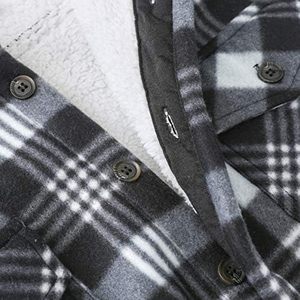 Wholesale Eco Friendly Thicken Sherpa Lined <b>Checkered</b> Flannel Hoodie Shirt <b>Jacket</b> With Hand Pockets - Product Image 3