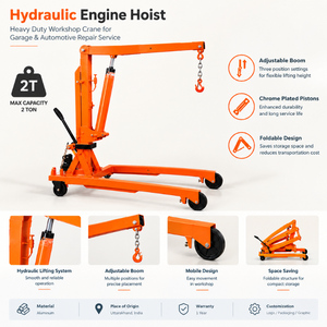 Elevador Hidráulico para Motores de Garaje, Plataforma Elevadora con Brazo Ajustable |   Grúa Móvil de Servicio Pesado para Reparación y Servicio Automotriz - Product Image 5