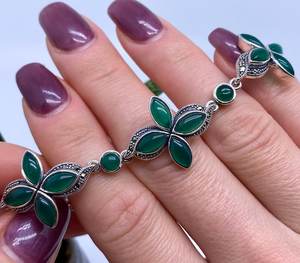 Piedra Preciosa de Ónix Verde Natural, Corte Ovalado Vintage de Lujo, Certificado IGI, Plata de Ley 925, Joyería Fina Hecha a Mano, Regalo para Mujer - Product Image 1