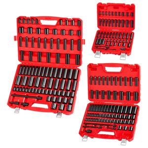 210-Piece Drive <b>Impact</b> <b>Socket</b> Set SAE 3/16 1 1/4 Inch 1/4 3/8 1/2 Inch 6 Point Deep Shallow <b>Impact</b> <b>Sockets</b> for Auto Repair Tool - Product Image 1