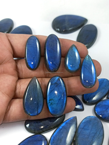 Cabochons de labradorite bleue naturelle de qualité supérieure, pierres précieuses en vrac de 20-35 mm de formes variées, prix de gros pour la fabrication de bijoux en argent - Product Image 4