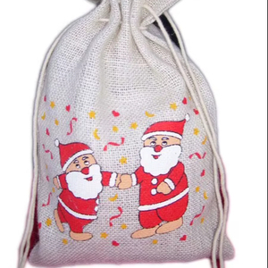 Bolsas de Regalo Navideñas Ecológicas de Yute Personalizadas Lowellcraft al por Mayor con Estampado de Papá Noel, desde Delhi - Product Image 6