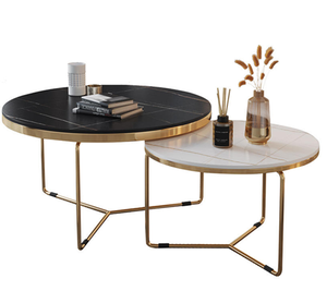 Mesas de Centro Modernas con Cubierta de Mármol, Juegos de Mesas de Lujo para Sala de Estar, Mesa de Centro Redonda - Product Image 1