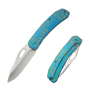 Navajas Plegables con Mango de Metal Plateado, Hoja de Acero Inoxidable, Diseño Compacto y Ligero para Acampar al Aire Libre y Uso General - Product Image 1