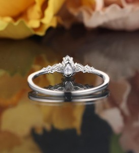 Pear Cut Moissanite Gold Plated 925 Sterling <b>Silver</b> Engagement <b>Ring</b> Elegant Teardrop <b>Solitaire</b> Wedding Jewelry Gift for Women - Product Image 2
